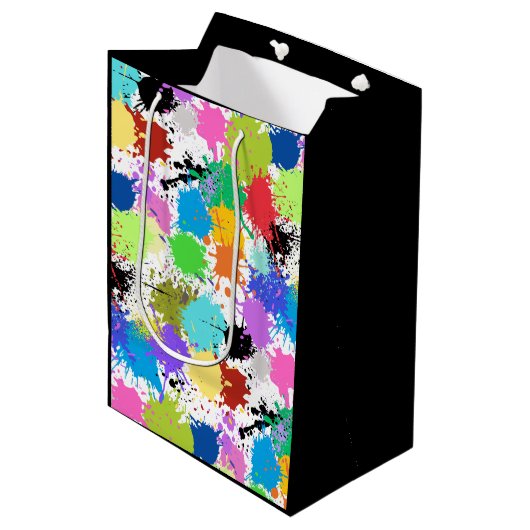 Rainbow Paint Splatter Artist Gift Bag Medium Cadeauzakje (Voorkant Gekanteld)