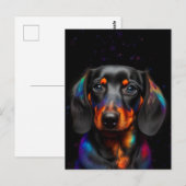 Rainbow Paint Splatter Dachshund Briefkaart (Voorkant / Achterkant)