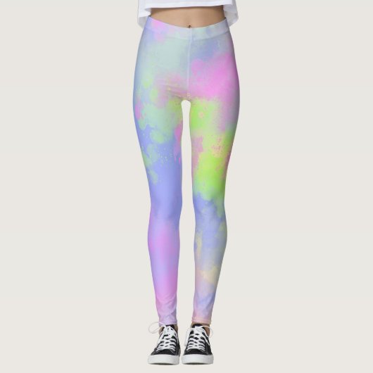 Rainbow Paint Splatter, effect Leggings (Voorkant)