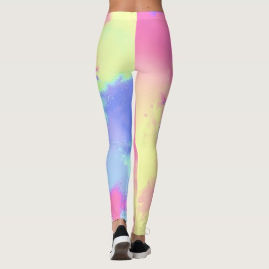 Rainbow Paint Splatter, effect Leggings (Achterkant)