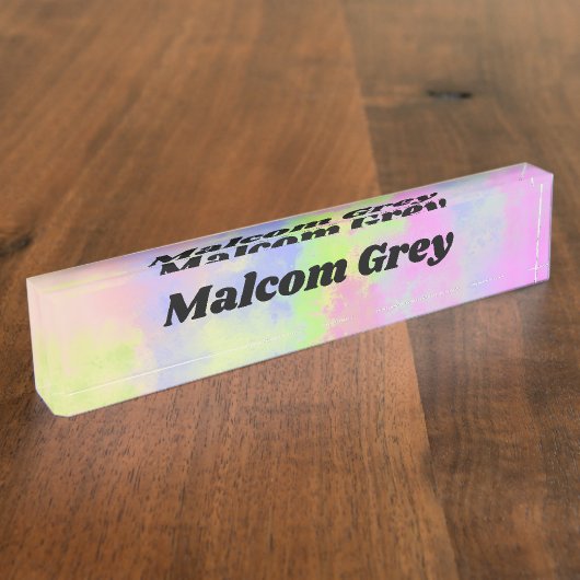 Rainbow Paint Splatter, effect Naambordje (Zijkant)