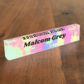 Rainbow Paint Splatter, effect Naambordje (Zijkant)