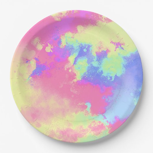Rainbow Paint Splatter, effect Papieren Bordje (Voorkant)