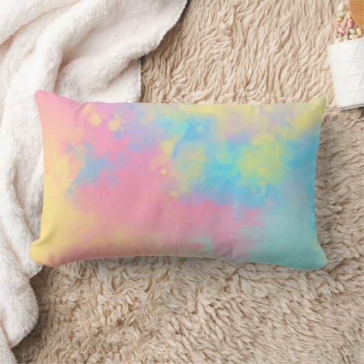 Rainbow Paint Splatter effect roze geel Kussen (Deken)