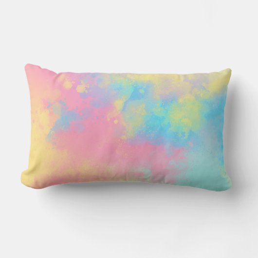 Rainbow Paint Splatter effect roze geel Kussen (Voorkant)