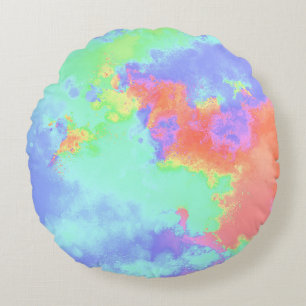 Rainbow Paint Splatter effect roze groen sinaasapp Rond Kussen