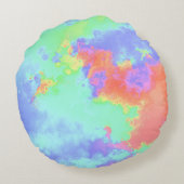 Rainbow Paint Splatter effect roze groen sinaasapp Rond Kussen (Achterkant)