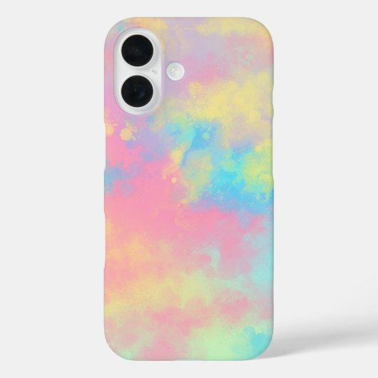 Rainbow Paint Splatter iPhone 16 Hoesje (Achterkant)