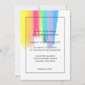 Rainbow Paint Strokes Gay Lesbian Artistic Wedding Kaart (Voorkant)