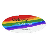 Rainbow Paint Strokes gepersonaliseerd Naambadge (Voorkant)
