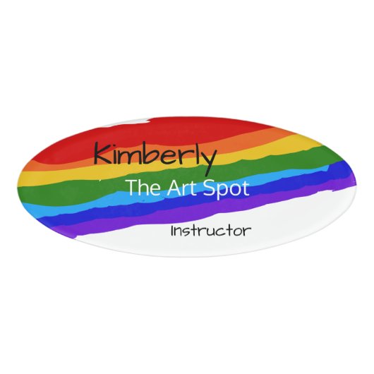 Rainbow Paint Strokes gepersonaliseerd Naambadge (Voorkant)