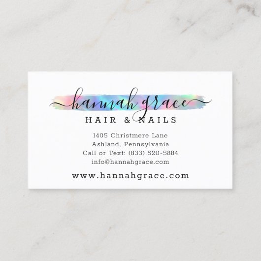 Rainbow Paint Swash Aangepaste Logo haarnagels Visitekaartje (Achterkant)