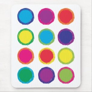 Rainbow Painted Circle Blauw Roze Geel Sinaasappel Muismat