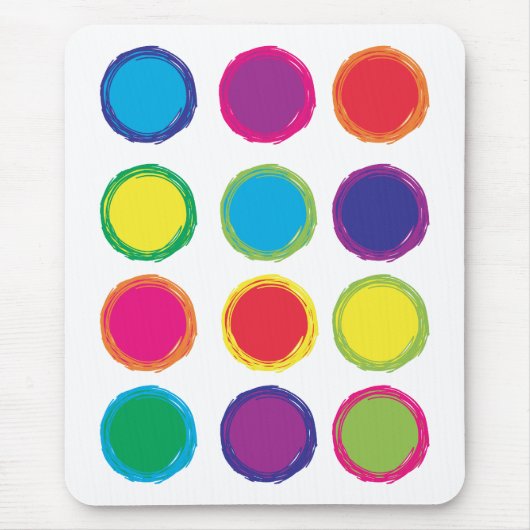 Rainbow Painted Circle Blauw Roze Geel Sinaasappel Muismat (Voorkant)