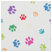 Rainbow Painted Paw Afdrukken op Wit Stof (Close Up)