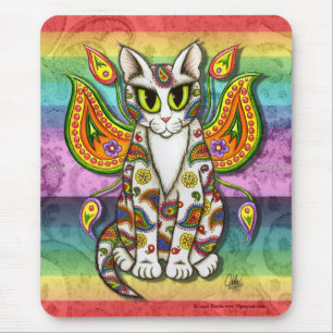 Rainbow Paisley Fairy Cat Fantasy Art Mousepad Muismat