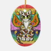 Rainbow Paisley Fairy Cat Fantasy Art Ornament (Voorkant)