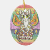 Rainbow Paisley Fairy Cat Fantasy Art Ornament (Achterkant)