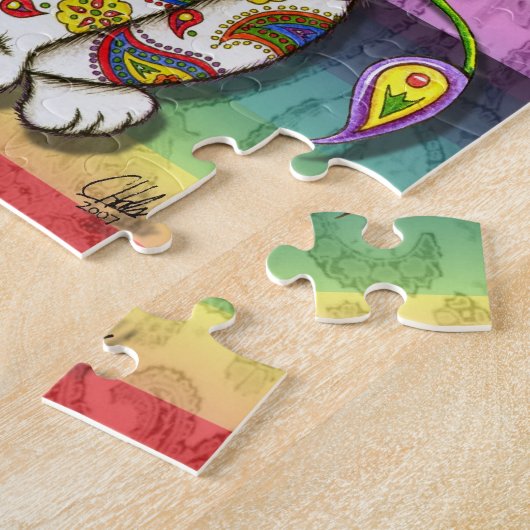 Rainbow Paisley Fairy Cat Fantasy Art Puzzle Legpuzzel (Zijkant)