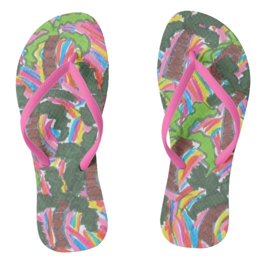 Rainbow Palm Tree Party FlipFlops Teenslippers (Voetbed)