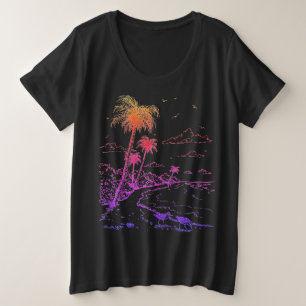Rainbow Palm Trees en Sandpiper Beach Life T-Shir Grote Maat T-shirt