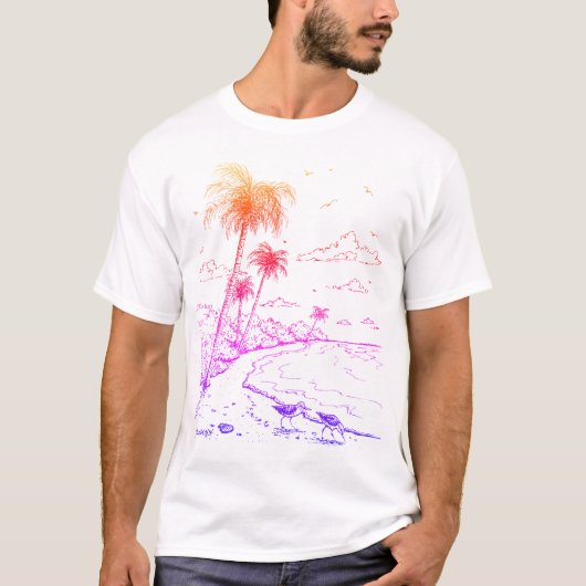 Rainbow Palm Trees en Sandpiper Beach Life T-Shir T-shirt (Voorkant)