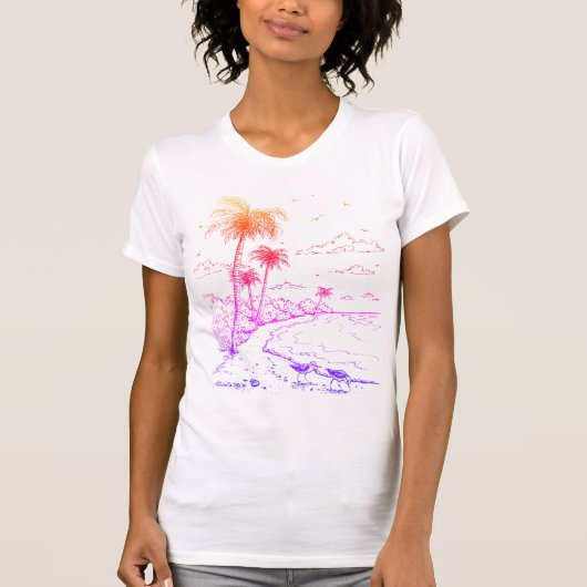 Rainbow Palm Trees en Sandpiper Beach Life T-shirt (Voorkant)