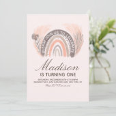 Rainbow Pampas Doodle Hand-Drawn Bohemian Birthday Kaart (Staand voorkant)