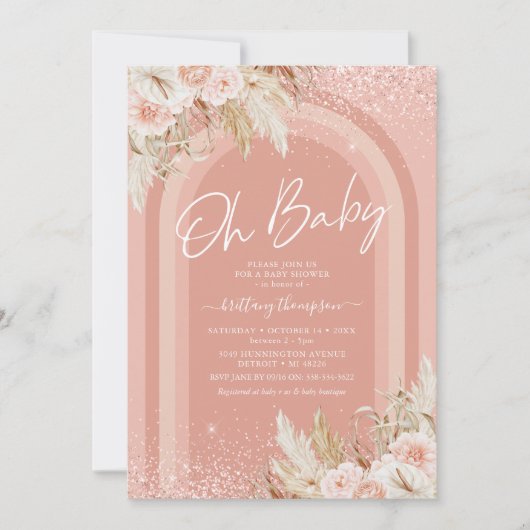 Rainbow Pampas Grass Girl Baby shower Kaart (Voorkant)