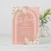 Rainbow Pampas Grass Girl Baby shower Kaart (Staand voorkant)