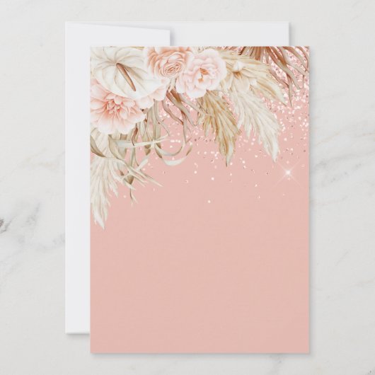 Rainbow Pampas Grass Girl Baby shower Kaart (Achterkant)