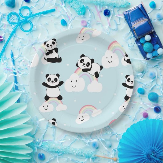 Rainbow Panda Paper Borden Papieren Bordje (Feest)