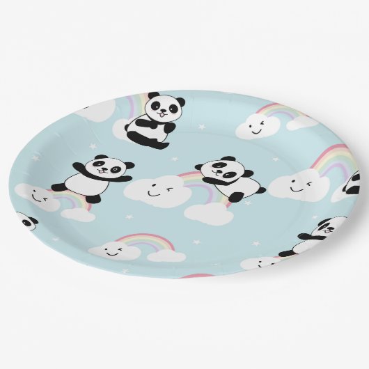 Rainbow Panda Paper Borden Papieren Bordje (Gekanteld)