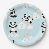 Rainbow Panda Paper Borden Papieren Bordje (Voorkant)