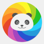 Rainbow Panda Ronde Sticker (Voorkant)