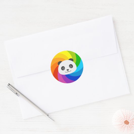 Rainbow Panda Ronde Sticker (Envelop)