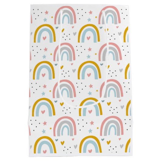 Rainbow Paper Gift Bag voor Birthday, Baby shower Medium Cadeauzakje (Achterkant)