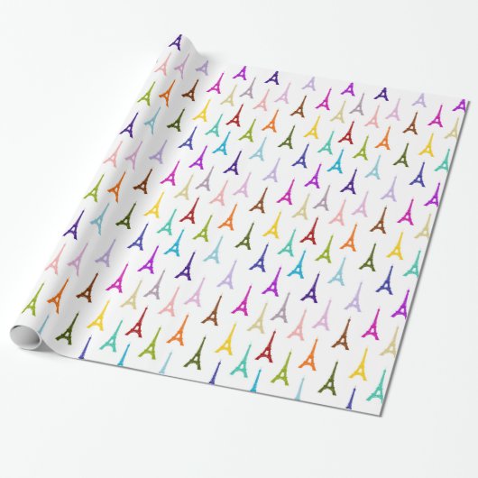 Rainbow Paris Eiffeltoren patroon Cadeaupapier (Uitgerold)