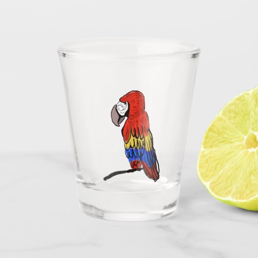 Rainbow Parrot Macaw Shot Glass Glas (Voorkant)