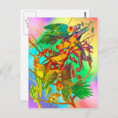 Rainbow Parrot Parade Briefkaart (Voorkant / Achterkant)