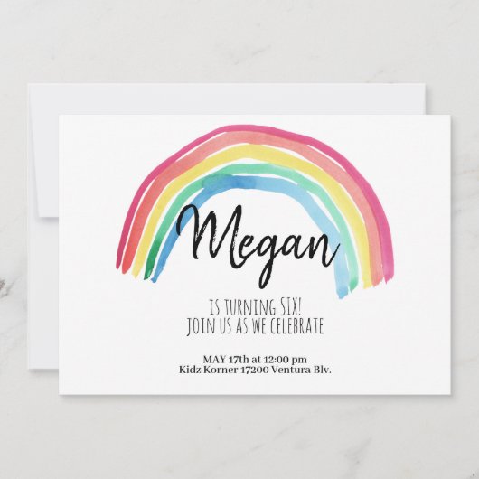 RAINBOW PARTIJ, WATERVERF RAINBOW BIRTHDAY, EENVOU KAART (Voorkant)