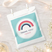 Rainbow Party Gepersonaliseerde naam Age Pink Blue Bedankzakje (Geknipt)