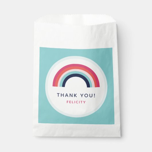 Rainbow Party Gepersonaliseerde naam Age Pink Blue Bedankzakje (Voorkant)
