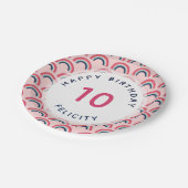 Rainbow Party Gepersonaliseerde naam Age Pink Blue Papieren Bordje (Gekanteld)