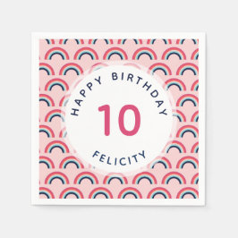 Rainbow Party Gepersonaliseerde naam Age Pink Blue Servet