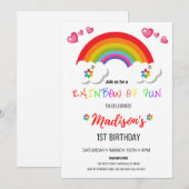 Rainbow Party Invitations for Girl Kaart (Voorkant / Achterkant)