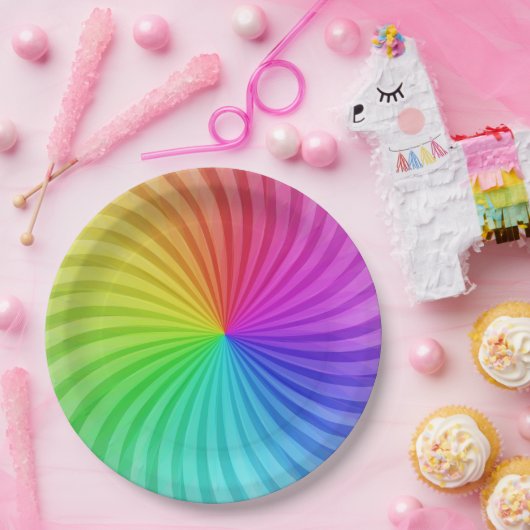 Rainbow party papier borden. papieren bordje (Feest)