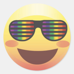Rainbow Party Shades Emoji Face Sticker