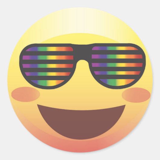 Rainbow Party Shades Emoji Gezicht Sticker (Voorkant)
