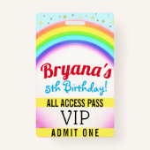 Rainbow Party Sparkle VIP Pass Birthday Party Badge (Achterkant)